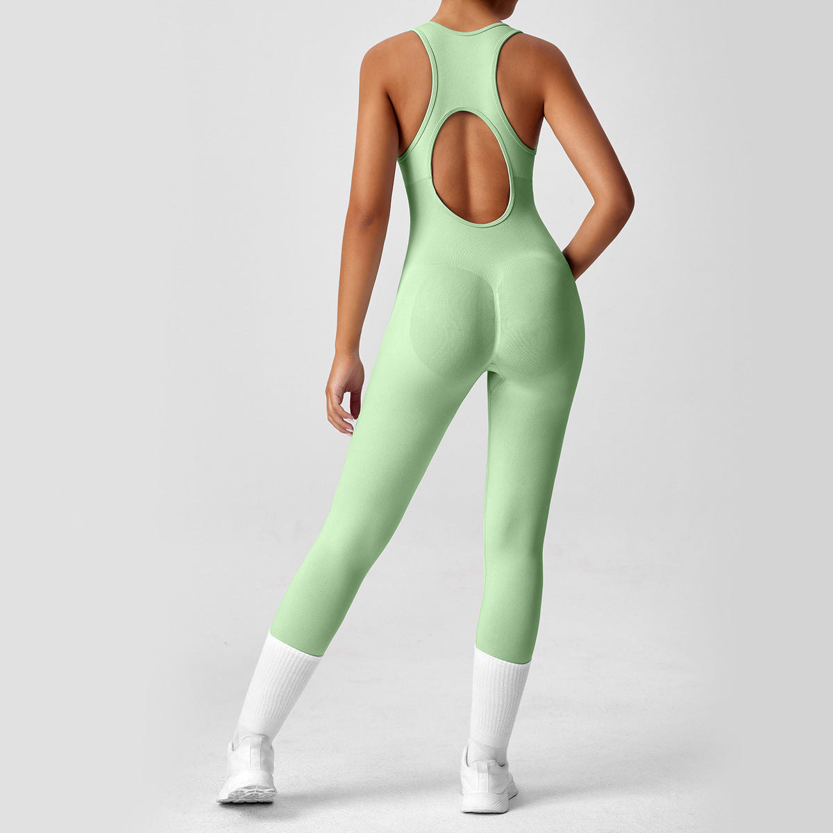 Women's Yoga Solid Color Hollow Out Sleeveless Jumpsuit