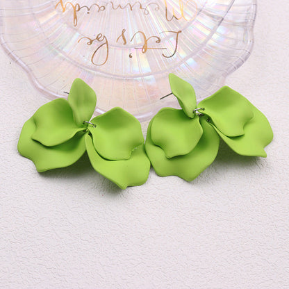 Bohemian Solid Color Petal Tassel Acrylic Earrings