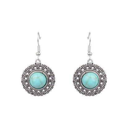 Conjunto de pendientes turquesa retro de estilo étnico bohemio