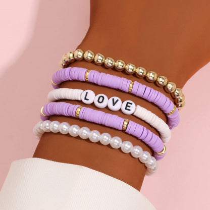 Unisex Bohemian Colorful Polymer Clay Bracelet Set