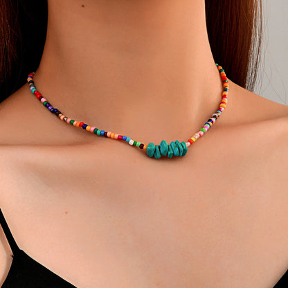 Collar bohemio de cuentas multicolores para mujer