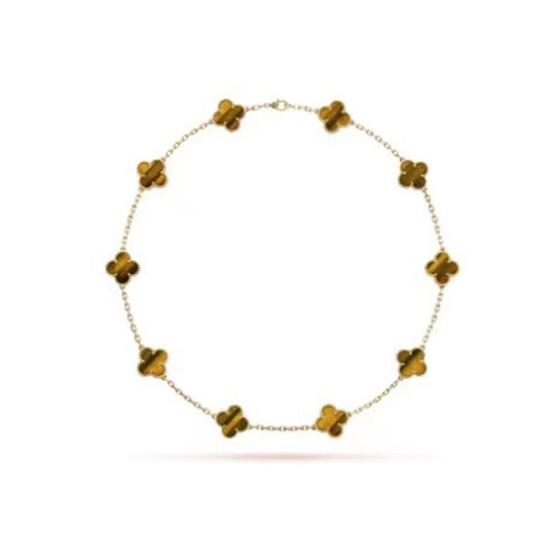 Collar de trébol de cuatro hojas de doble cara para mujer