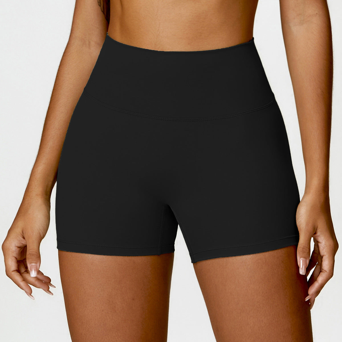 Short de yoga taille haute décontracté et tendance pour femme, couleur unie