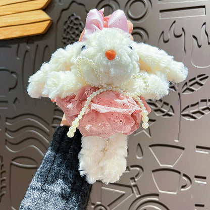 Cute Plush Long Ear Rabbit Keychain with Dress Variations