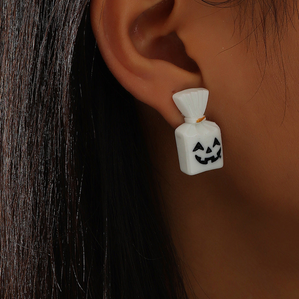 Halloween Resin Ghost Pumpkin Earrings for Women