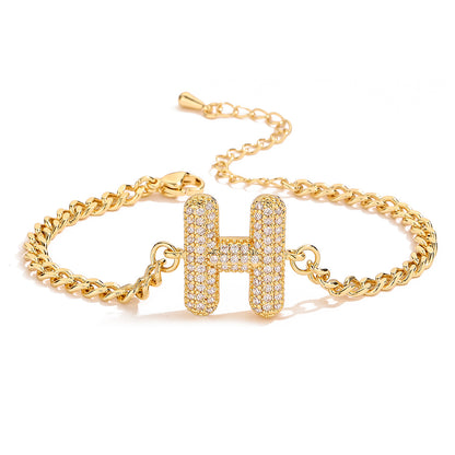 Fashion 26 Zircon Alphabet Bracelet