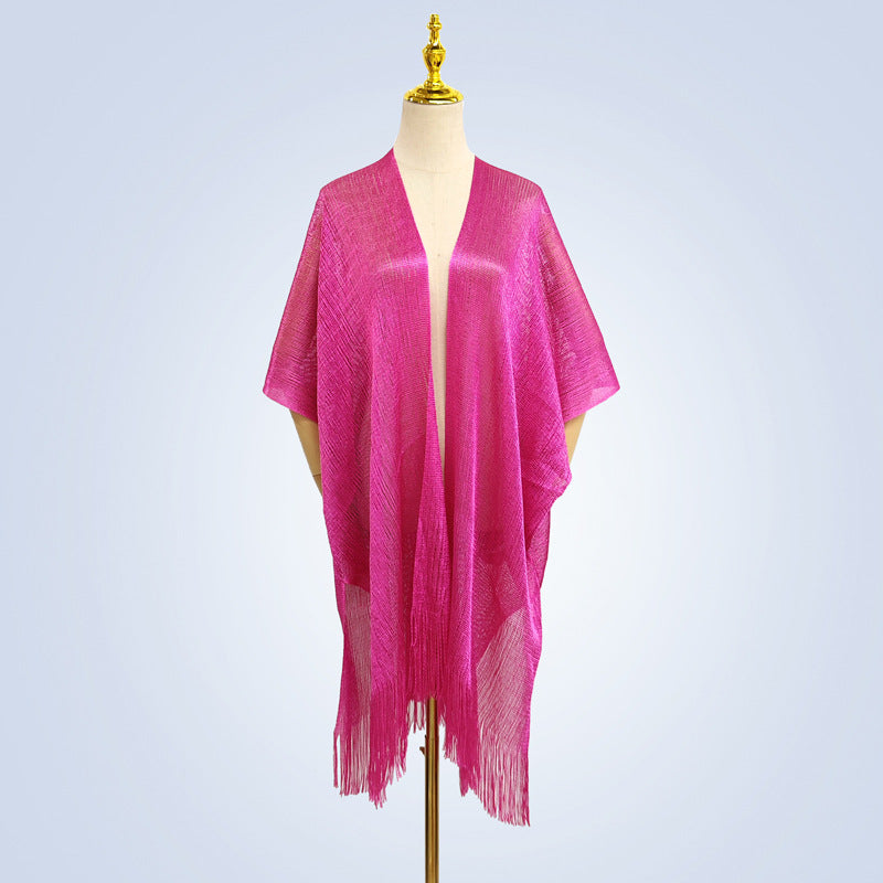 Summer Women's Fashion Solid Color Tassel Cardigan