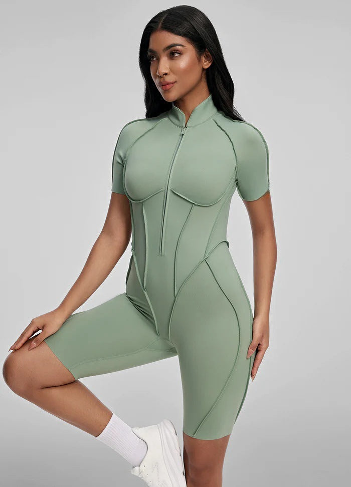 Combinaison de yoga respirante de couleur unie pour femmes