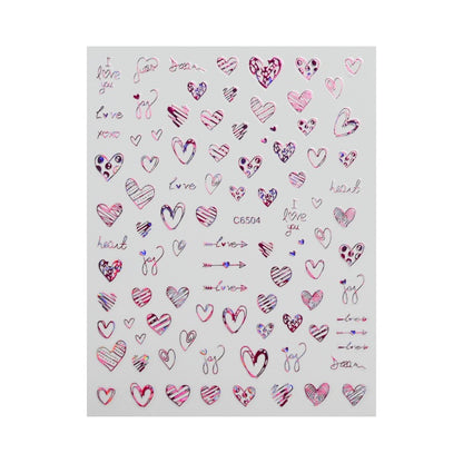 Autocollants pour ongles Love Laser Red pour la Saint-Valentin
