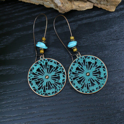 Boucles d'oreilles à pampilles turquoise de style ethnique bohème