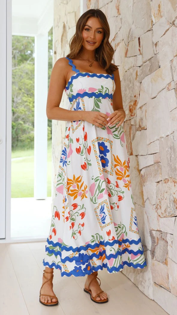 Robe élégante à imprimé floral pour les vacances, à la mode pour femmes