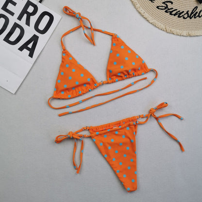 Women Sexy Lace-Up Print Bikini