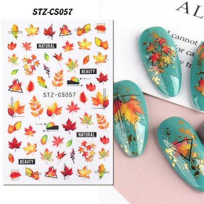 Halloween Skull Autumn Maple Leaf Pumpkin Ghost Nail Stickers