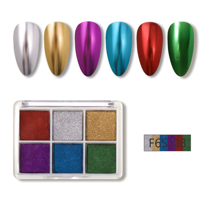 Poudre à ongles effet miroir magique solide à six couleurs