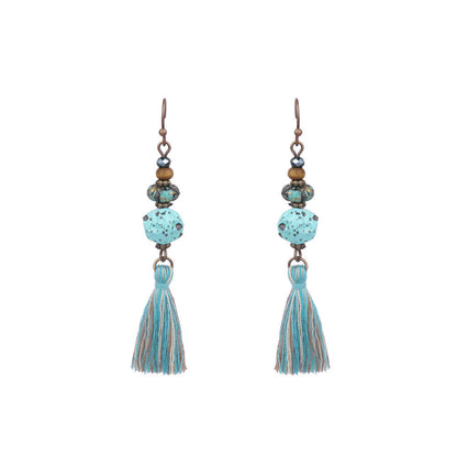 Boucles d'oreilles à pompons créatives de style ethnique bohème rétro