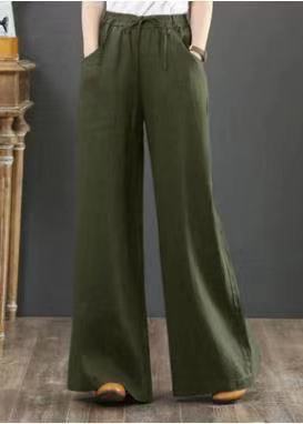 Women Fashion Casual Solid Color Cotton Linen Pants