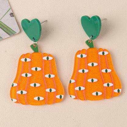 Boucles d'oreilles citrouille fantôme en acrylique pour femme, motif dessin animé d'Halloween