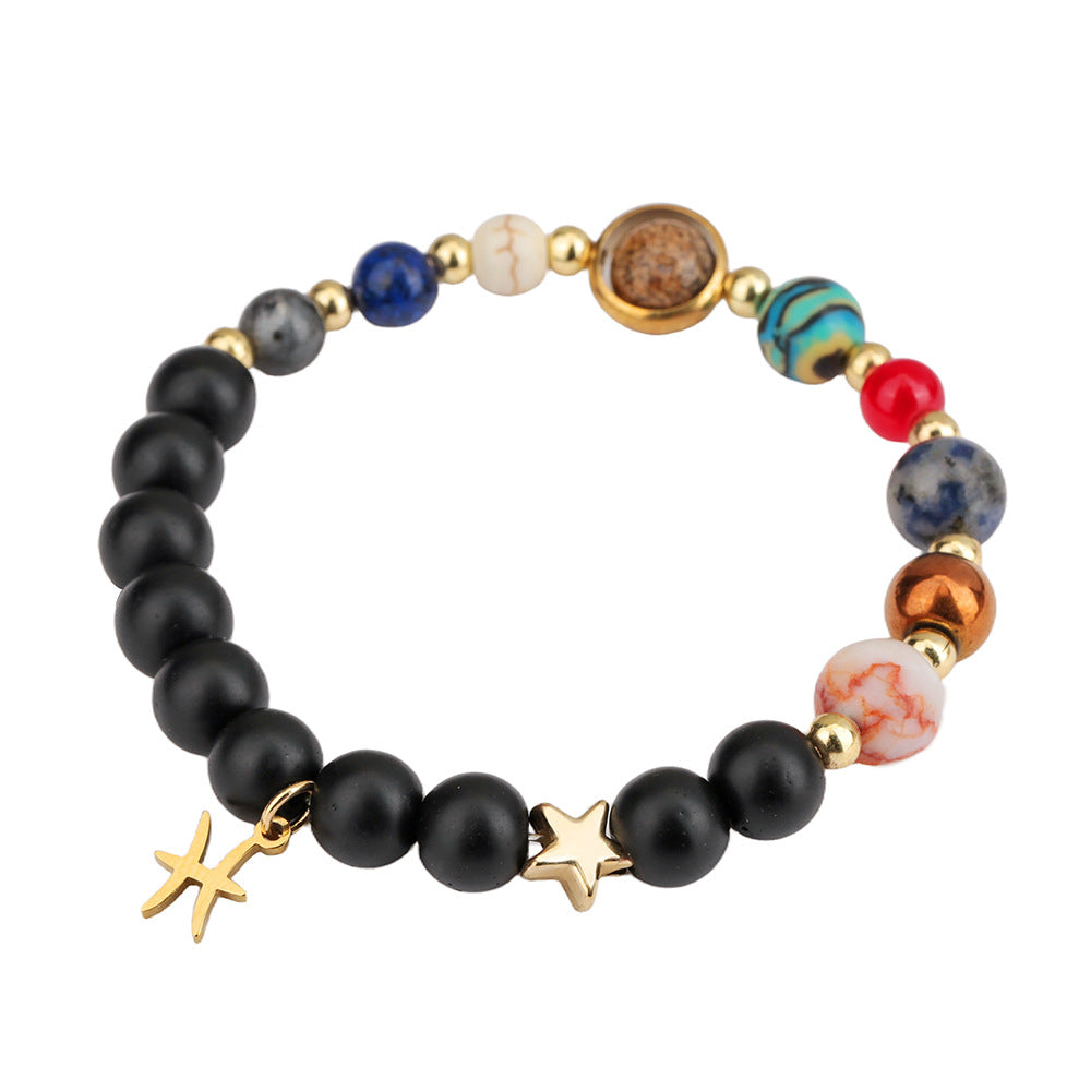 Fashion 12 Constellation Handmade Beaded Bracelet with Stainless Steel and Alloy