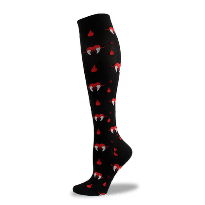 Chaussettes de sport de compression amusantes pour femmes avec motif tête de mort pour Halloween