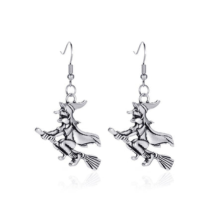 Halloween Skeleton Bat Spider Earrings Alloy Retro Style