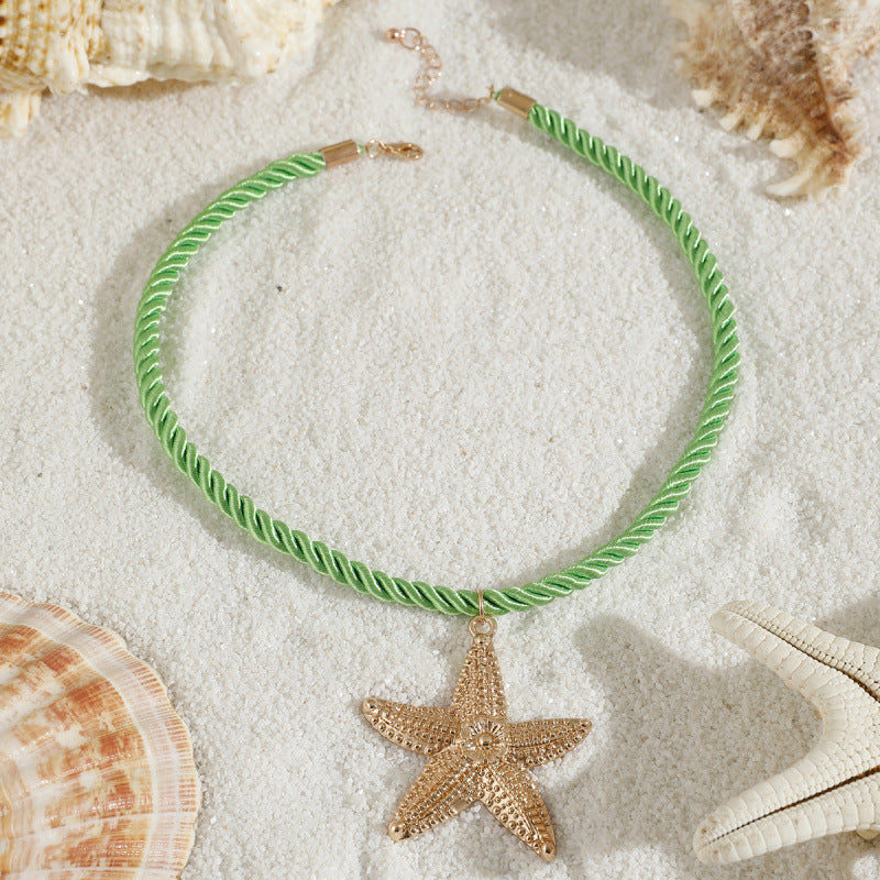 Collar con colgante de estrella de mar de playa con personalidad exagerada