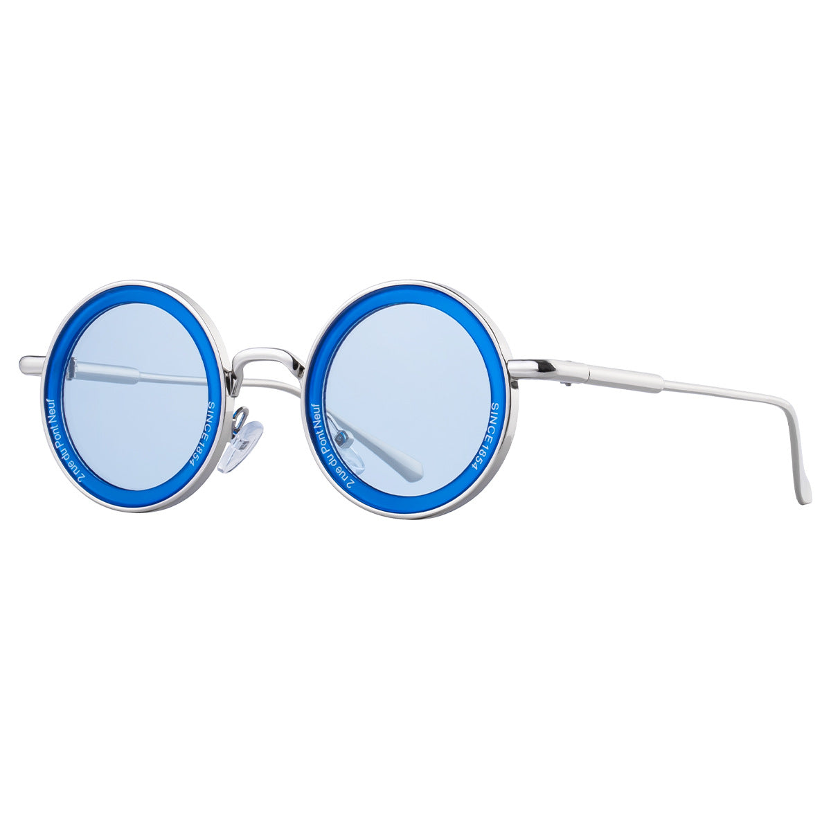 Gafas de sol redondas clásicas con montura metálica y colores sólidos para hombre