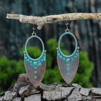 Boucles d'oreilles rétro turquoise de style ethnique bohème