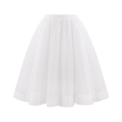 Women Fashion Elegant Solid Color High Waist Pleated Mesh Skirt