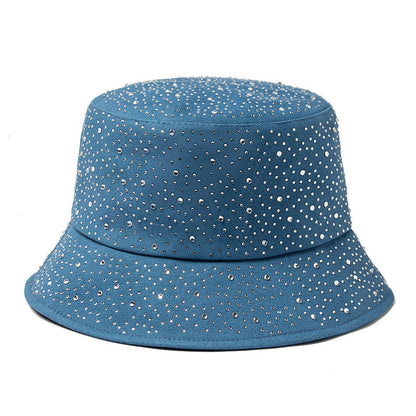 Women Simple Fashion Rhinestone Sunshade Bucket Hats