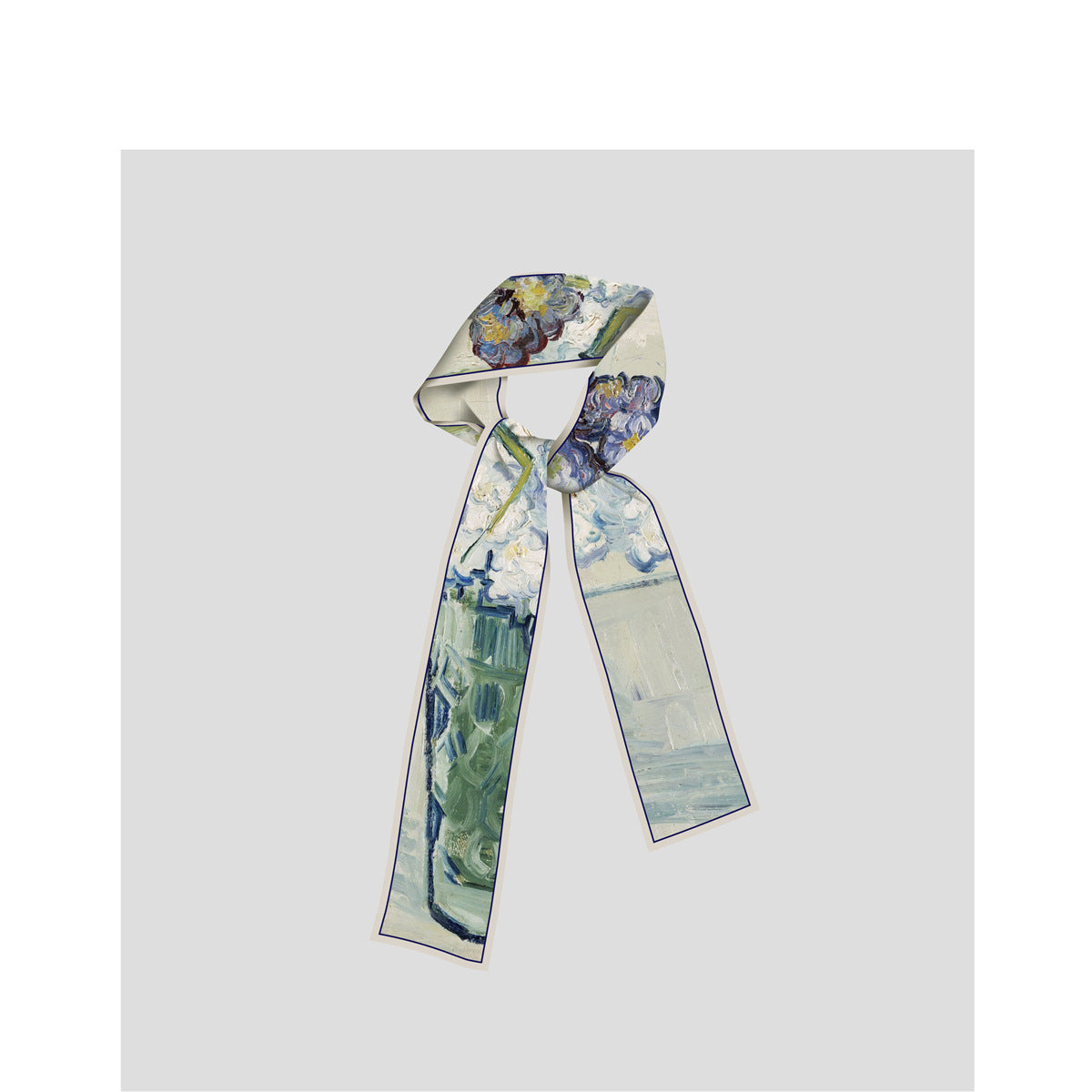 Bufanda de seda estampada con pintura al óleo de Van Gogh de moda para mujer