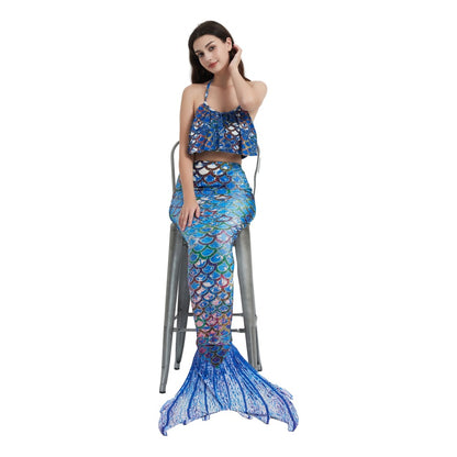 Women Cartoon Mermaid Strapless Fish Tail Cosplay Costume