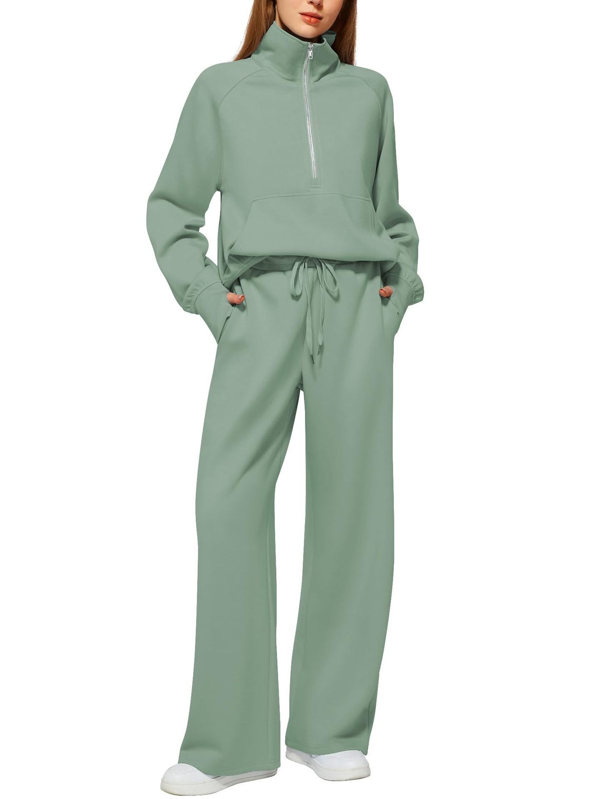 Oversized Women Two-Piece Hoodie and Wide-Leg Pants Set
