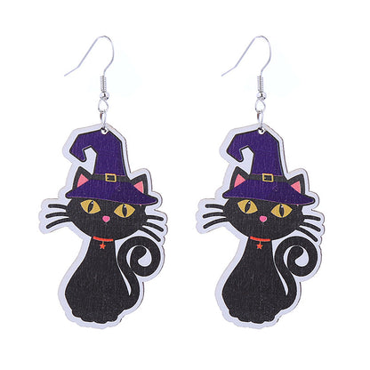 Halloween Women Funny Ghost Pumpkin Spider Skull Bat Earrings