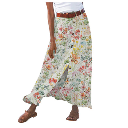 Summer Women Casual Button Decorative Cotton Skirt