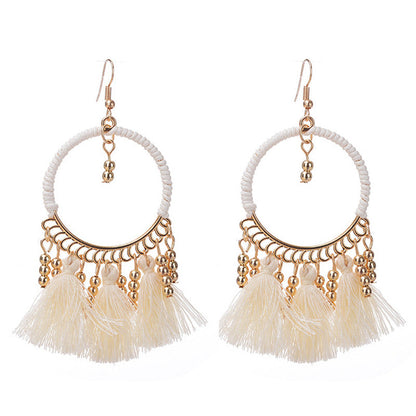 Pendientes con borlas retro de estilo étnico bohemio