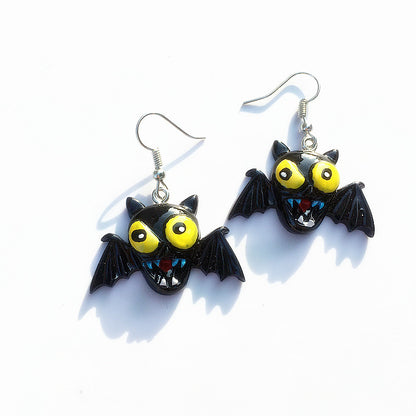 Pendientes colgantes de Halloween para mujer con murciélago, calabaza y zombi
