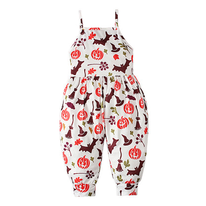 Kids Toddler Girls Boys Summer Casual Pumpkin Jumpsuit