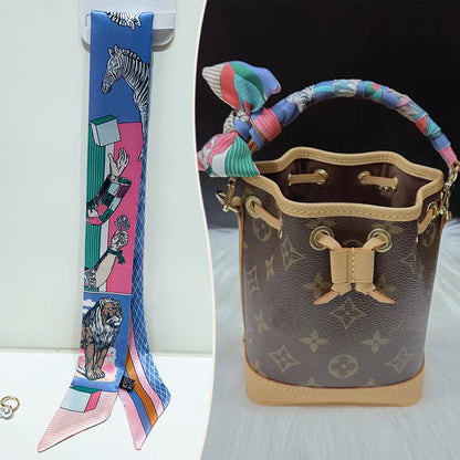Bufanda con asa para bolso con lazo estampado de moda