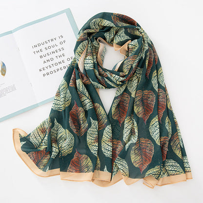 Bufanda larga de gasa con estampado floral de verano y primavera para mujer