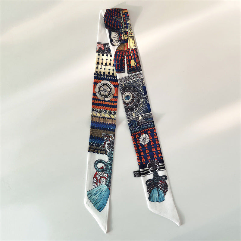 Bufanda con asa para bolso con lazo estampado de moda