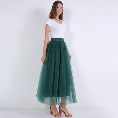 Women Fashion Solid Color Mesh Skirt
