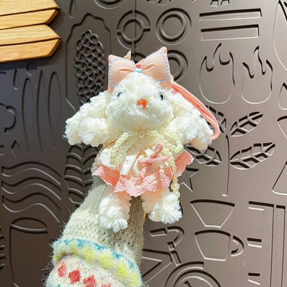 Cute Plush Long Ear Rabbit Keychain with Dress Variations
