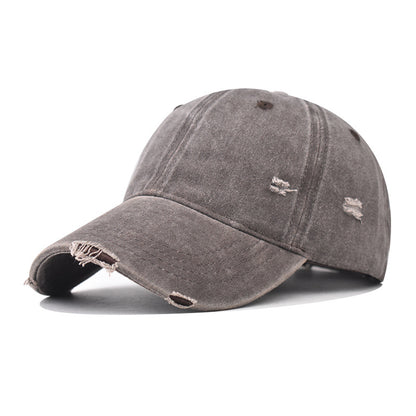 Fashion Casual Solid Color Ripped Baseball Cap Cotton Unisex Style