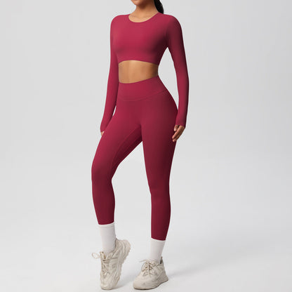 Women Yoga Solid Color Sports Two-Piece Set