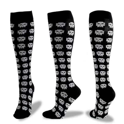 Chaussettes mollet en nylon à la mode, amusantes, sport, Halloween, crâne
