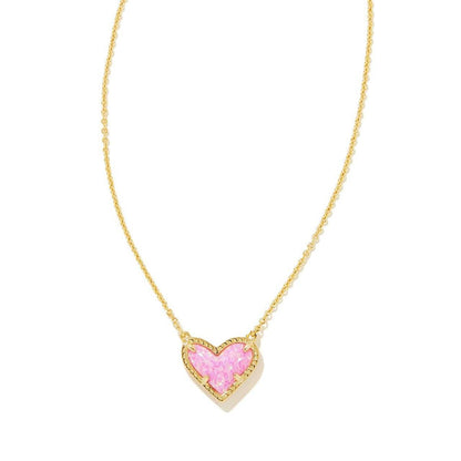 Women Fashion Simple Heart Natural Stone Copper Necklace