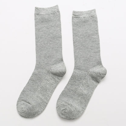 Calcetines de algodón apilados para mujer, color liso, grosor medio