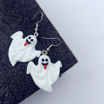 Pendientes colgantes de Halloween para mujer, divertidos, con esqueleto, fantasma, calabaza, gato y búho