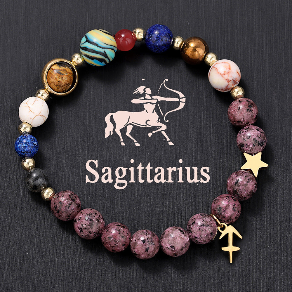 Fashion 12 Constellation Stainless Steel Beaded Bracelet