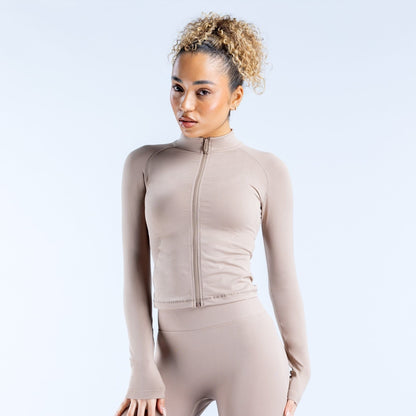 Women Casual Solid Color Long-Sleeve Zipper Sports Jacket